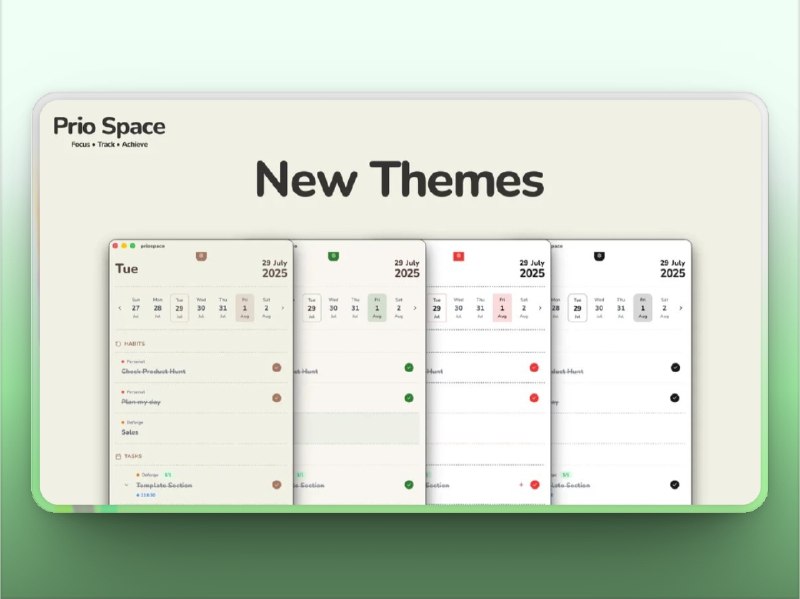 🔖 Priospace | 集任务清单 + 番茄钟 + 协作于一体的效率神器　Priospace 是一个高颜值的多合一效率工具，集成了任务管理、番茄钟、习惯追踪、实时协作等核心功能，支持 子任务拆解、彩色标签、90 天进度热图，还能通过 WebRTC 实现多人协作编辑，无需服务器