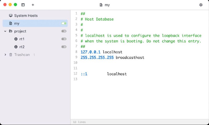 🌐 SwitchHosts ▎方便快速管理和一键切换多个hosts方案的免费开源跨平台工具🗣️👥【支持平台】：#PC #Windows #Linux #MacOS📱【应用标签】：#SwitchHosts #Hosts #修改Hosts #工具📊【应用版本】：4.2.0👥【应用内存】：100M💻【软件简介】：🔘免费、开源、支持三大操作系统🔘系统托盘快速「一键切换」不同的 hosts 方案🔘支持 hosts 文件语法高亮，可以方便用户更直观地阅读和修改 Hosts 内容；🔘编辑 hosts 时，可以点击行号可以对行进行快速注释或取消注释🔘支持远程 hosts，直接从指定网址读取 hosts 内容，方便多台机器同步 hosts 设置🔘支持 hosts 配置的导入、导出备份🔘macOS系统下可以支持 Alfred workflow快速切换😹SwitchHosts项目：点我直达😀 ➖➖➖➖➖➖➖➖➖🦊 频道    📖讨论组  ☁️ 投稿Bot