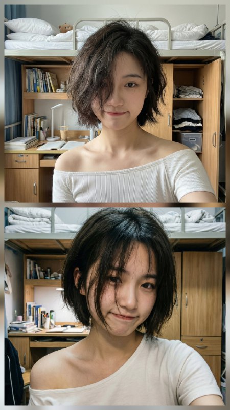 ✈️ Qwen-Image-2512 | 阿里开源新模型再升级 我已经区分不了这是真人还是AI啦[附提示词]🏷 检索标签：#Qwen-Image-2512 #通义千问 #文生图 #AI #人像写实 #文字渲染⭐️ 详情介绍：你如果玩过文生图的人像就懂，最大痛点从来不是“不会画”，而是那股挥之不去的AI感——这次阿里把 Qwen-Image-2512 作为 12 月迭代放出来，核心就三件事：人脸和皮肤质感更真实、自然场景和毛发纹理更细节、以及最关键的文字渲染更稳（排版更像人做的，字也更不容易跑偏），而且是开源发布📜 Prompt 提示词：一位中国女性大学生，性别女，年龄约20岁左右，超短发发型略带柔和文艺感，发丝自然垂落遮住部分脸颊，整体风格偏向假小子（tomboy）气质