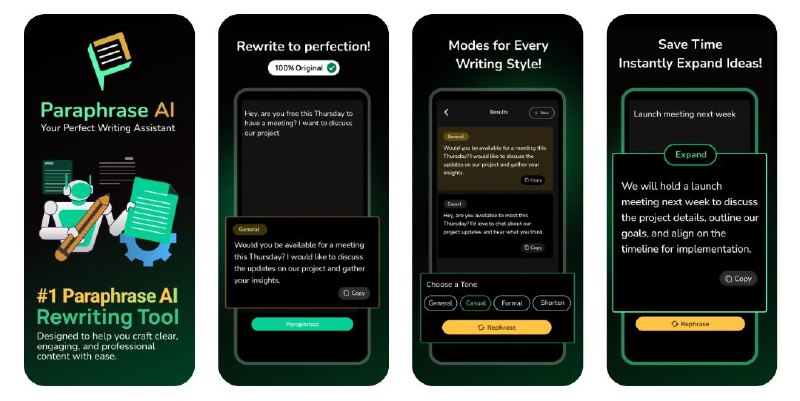 限免App Store应用 | Paraphrase AI：改写工具🔍 软件详情：AI 创意写作助手·无论您是在写论文、发送电子邮件、制作专业报告，还是只是需要对文本进行新的修改☁️限免有时效性请注意时间🏬在购买界面中没有显示金额，说明就是免费的🎮设备需装有 iOS 17.2或更高版本  📱 Paraphrase AI平台：#iOS标签：#AI #AI助手 #AI写作 #限免 📱 官方汉化包: 简中 | 繁体 | English❗️❗️❗️❗️❗️❗️❗️❗️❗️❗️❗️❗️