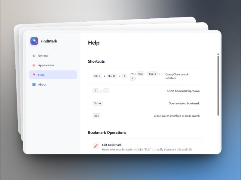 🔖 FindMark | 支持模糊搜索与智能排序的浏览器书签插件　FindMark 是一款基于 Vue 3 + TypeScript 开发的 Chrome 插件，为书签管理带来类似 Spotlight 的搜索体验