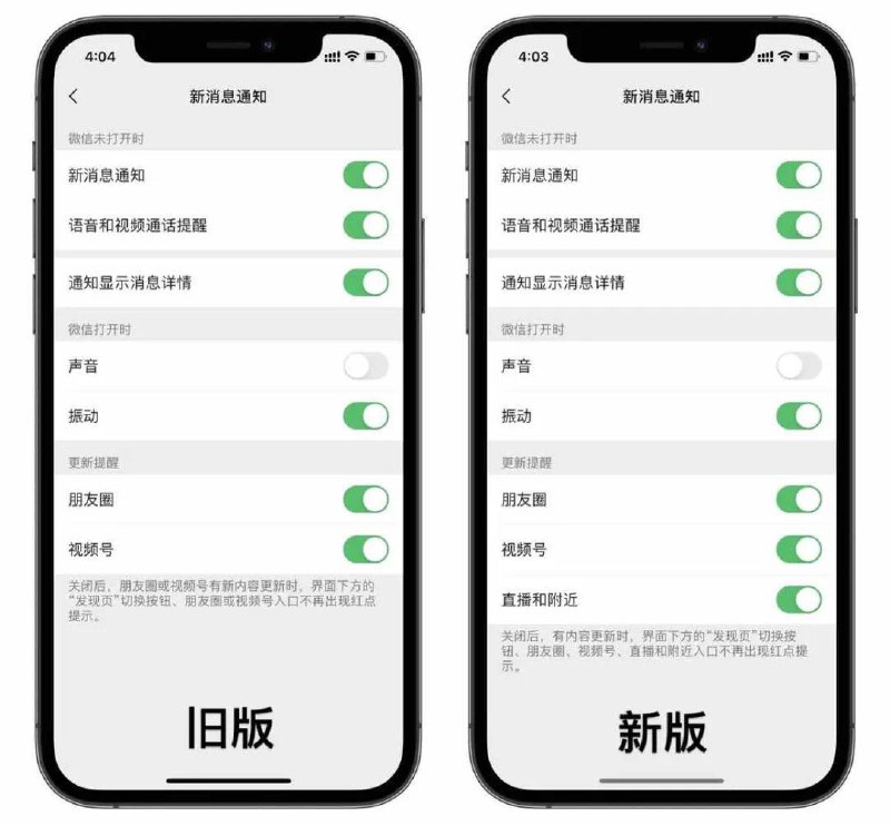 #微信 新版本更新     昨天微信推出 iOS 微信 8.0.3 与 安卓微信 8.0.2 内测版，本次版本更新并没有带来太大的改动，只有部分功能进行微小调整，旧版与新版对比请点击上图查看哦Note：---------------------------来源📣：点我跳转直达#微信 新版本更新     昨天微信推出 iOS 微信 8.0.3 与 安卓微信 8.0.2 内测版，本次版本更新并没有带来太大的改动，只有部分功能进行微小调整，旧版与新版对比请点击上图查看哦Note：---------------------------来源📣：点我跳转直达