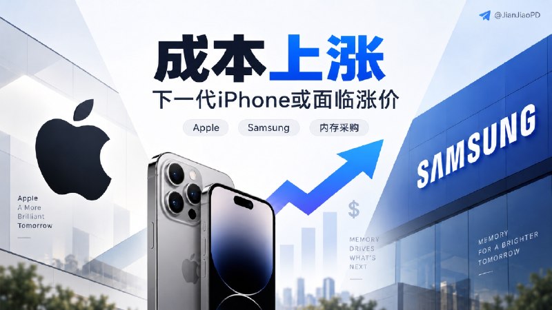 🏛 Apple | 接受三星更高内存报价，下一代 iPhone 或面临价格上涨   ✈️ 据报道，苹果已经与三星就新一轮内存采购价格达成协议