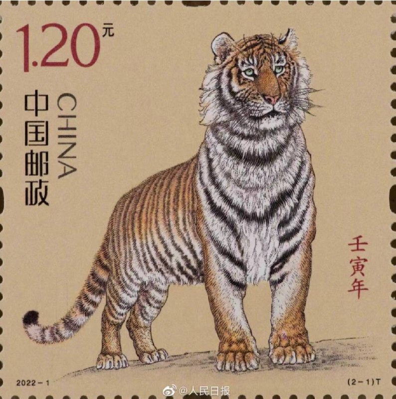 虎年生肖邮票来了！     1月5日，中国邮政《#壬寅年》虎生肖邮票将正式对外发行