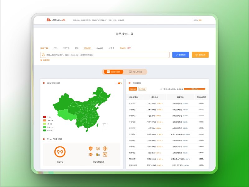 🔖 炸了么 | 全方位网络测速工具　炸了么 提供全球 1000+ 网络节点，支持多地区 Ping 测试、DNS 查询、路由追踪、IPv6 检测、HTTP/CDN 测速 等功能，帮助你从用户视角 实时监控网站可用性 与 网络延迟问题