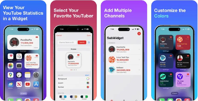 限免App Store应用：SubWidget-YouTube 的小部件▎实时跟踪 Youtube博主数据🗯 软件详情：SubWidget 是实时 YouTube 统计数据的终极小部件应用程序 - 无需登录！输入任何频道的用户名，并直接从您的桌面立即监控订阅者或观看次数🔕限免有时效性请注意时间❗️在购买界面中没有显示金额，说明就是免费的📦设备需装有 iOS 16.0 或更高版本➡️ 免费