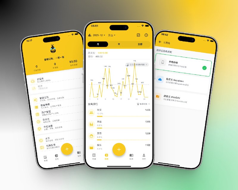 📣 蜜蜂记账 BeeCount | 自动记账更聪明＋隐私全面自控＋把数据真正交还给用户的开源记账应用🖼 标签：#蜜蜂记账 #记账 #自动记账 #账本 #消费记录 #财务管理📱 简介：蜜蜂记账（BeeCount） 是个非常有“性格”的记账 App，把 开源透明、离线优先、自建服务、AI 自动识别、免费无广告、隐私可控 做到位
