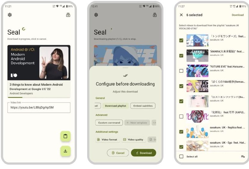 🥶 免费开源视频/音频下载器 ▎Seal🗣️👥【支持平台】：#Android📱【应用标签】：#seal #视频下载 #视频📊【应用版本】：2.0👥【应用内存】：34M💻【软件简介】：    一款基于 yt-dlp 开发的免费开源视频/音频下载器「Seal」支持主流的数千个视频平台下载视频与音频，支持播放列表下载、内嵌字幕于视频文件中、使用 aria2c 进行下载等功能