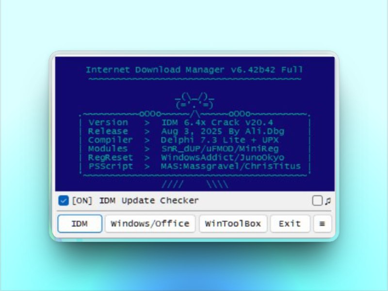 🔖 IDM Crack Patch | v20.4 版本更新，修复弹窗问题　之前频道推送IDM 6.42版本用IDM Crack 20.2打的补丁，使用下来总是有授权失败弹窗，看着糟心又打断使用节奏，今天发现作者刚更新的20.4版本，重新 patch 了一下，不再弹窗、激活稳定，非常干净靠谱　用 IDM 的兄弟别再忍旧版的毛病了，新版是真的救命📬 IDM v6.42.45 绿色便携版/安装版📬 IDM 全系Crack修改去授权文件标签：#IDM #IDM激活工具 #IDMCrack #IDM补丁 #插件📮 频道 | 🪧 群聊 | ✨ 中文包