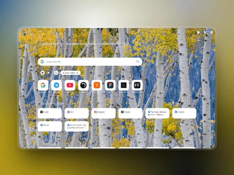 📣 BoTab | 一键把收藏夹变成新标签页🖼 标签：#BoTab #扩展程序 #插件 #收藏夹 #标签页 #导航📱 简介：BoTab 是一款智能浏览器扩展，可以把你的收藏夹内容自动生成美观的新标签页和导航页，让那些“吃灰的收藏”重新焕发价值