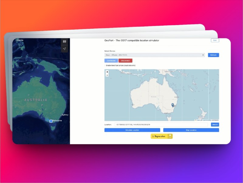🔖 GeoPort | 开源 iOS 定位伪装工具，全球虚拟打卡无压力　还在现实位置被 App 限制？GeoPort 这款开源 iOS 虚拟定位工具，支持全球定位模拟、一键切换任意城市，适合开发测试、游戏跑图、社交软件打卡等场景　试试跳到纽约、东京、月球都行，用 GeoPort 把你的位置玩出花📬 官网 | 🐙 GeoPort标签：#GeoPort #定位修改 #虚拟位置 #伪装定位 #虚拟定位 #修改位置 #定位📮 频道 | 🪧 群聊 | ✨ 中文包
