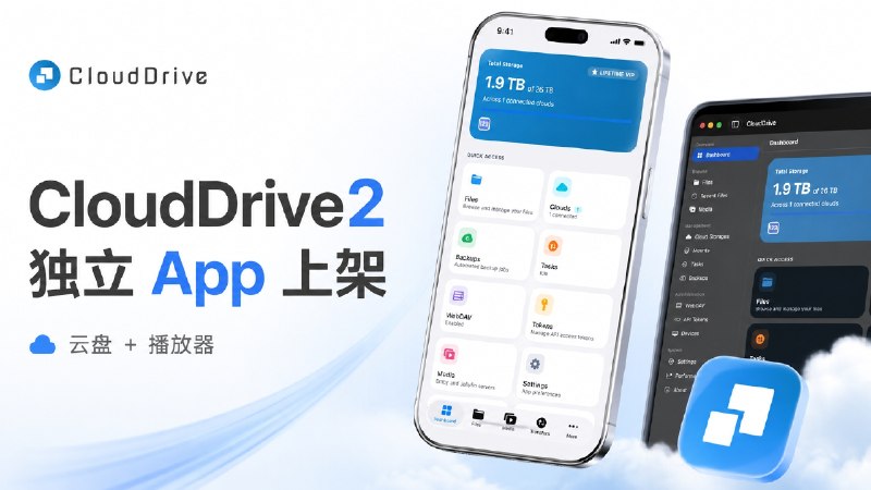 📟 CloudDrive2 网盘挂载管理工具•独立 App 已上架，新付费模式拆成“云盘 + 播放器”   🗺 CloudDrive2 一款云盘挂载与管理工具，可以把 115、阿里云盘、百度网盘、OneDrive、WebDAV 等内容挂载到电脑或 NAS，像本地硬盘一样访问    🆕  现在官方 App 也已经上架，除了管理云盘，还把影音播放单独做成了更完整的一部分👛  新的付费方式会拆成两块：【云盘+播放器】  🛡核心会员负责云盘功能：免费版最多 2 个云盘 + 1 个本地挂载，月付 ¥4.99、年付 ¥49.99、轻享终身 ¥199、核心终身 ¥499  📱App 专业版负责影音播放：一次性 $19.99，解锁 HDR / Dolby Vision、DSD、蓝光 / DVD / SACD ISO、AI 字幕翻译、Emby / Jellyfin 和 VR 视频等   👀 未购买这些高级播放功能只能试看 10 秒   🎁 老用户这次有福利：2026 年 8 月 31 日前已经拥有核心终身版，会免费升级为“终极套餐”，也就是核心终身 + App 专业版，不用再买一次  🔵 ¥199 的轻享终身版不包含这次赠送，需在8 月 31 日前补差价升级到核心终身版即可获得 App 专业版权益🏷 检索标签：#CloudDrive2 #CloudDrive #CD2 #云盘挂载 #本地挂载 #媒体播放器 #资讯✈️ 来源：CloudDrive2 ·客户端下载✈️频道 |💬群聊 |🅰中文包 |🧭搜索