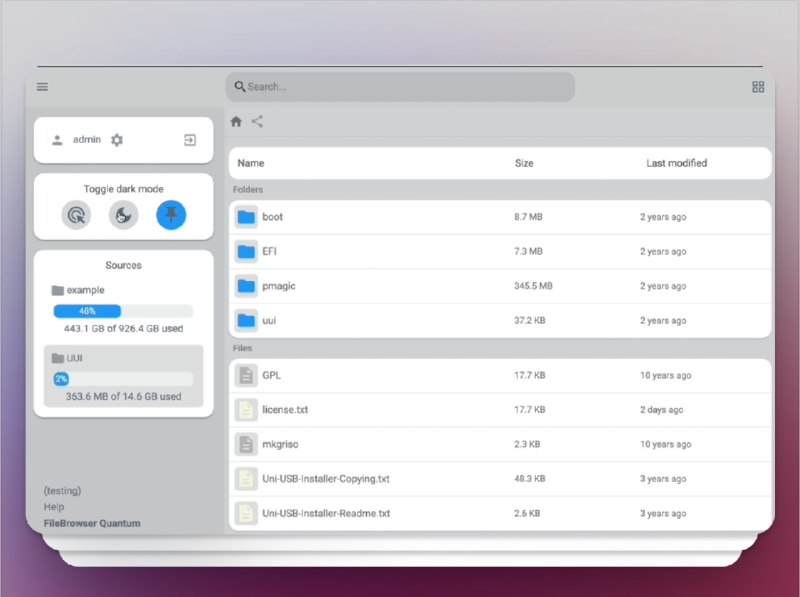 🔖 FileBrowser Quantum | 全面升级的文件管理器，实时搜索+多源预览全搞定　老版 FileBrowser 太原始？Quantum 版本补齐短板！不仅支持多文件源管理、实时搜索、文件夹体积显示，还能预览 Office/视频文件，跨平台支持 Win/Mac/Linux