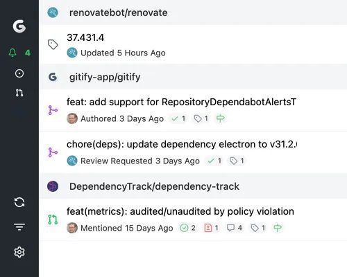 🔔 Gitify ▎将GitHub通知集成到桌面菜单栏的工具🗣️👥【支持平台】：#PC #Windows #Linux #MacOS📱【应用标签】：#Gitify #Github #工具📊【应用版本】：5.13.1👥【应用内存】：100M💻【软件简介】：  Gitify 会在菜单栏通知任何 GitHub 通知，避免因电子邮件过多而感到困扰😹Gitify项目：点我直达😀 ➖➖➖➖➖➖➖➖➖🦊 频道    📖讨论组  ☁️ 投稿Bot