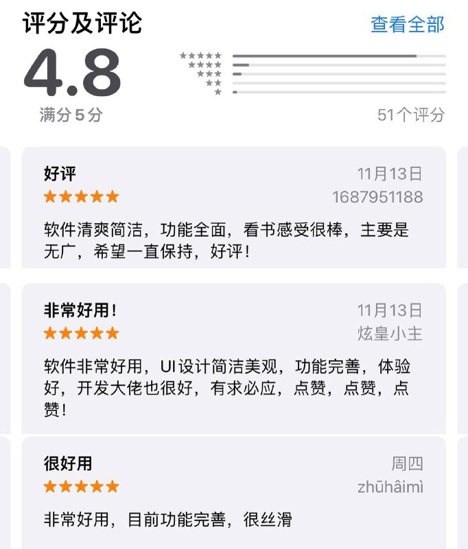 苹果商店 上架  看书神器APP 「极简阅读」·🉑换源👑优点：评分高！无广告！UI简单干净！▎软件介绍：  > 极简阅读器主要用于浏览txt、pdf类型的文件，文件可通过WIF传输的方式从电脑导入到手机 > 手机阅读可记录浏览页数 > 支持黑暗模式、护眼模式、语音播报，可更换字体样式