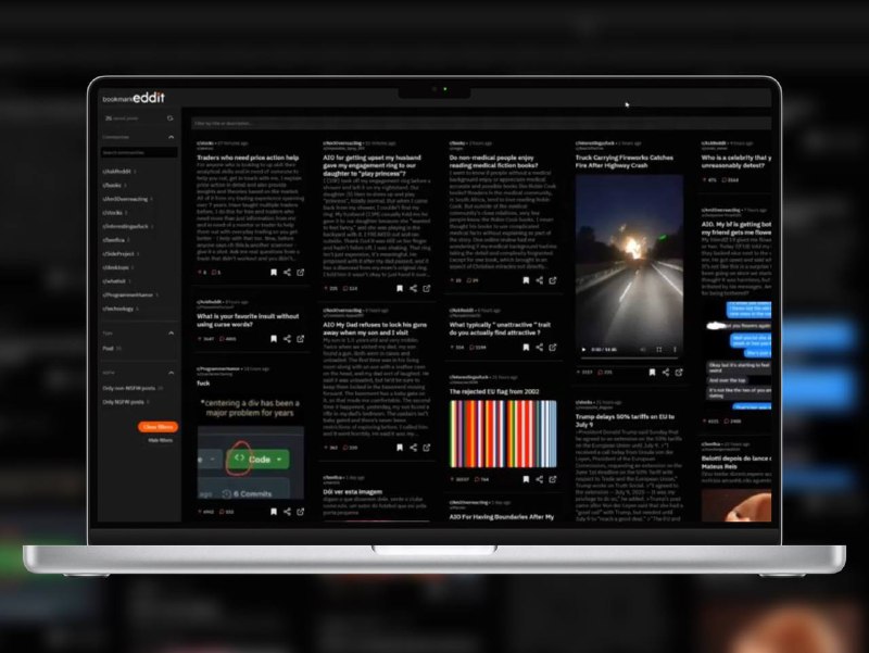 🔖 Bookmarkeddit | Reddit 收藏管理神器，搜索、整理、分享一步到位　Reddit 收藏多到乱成一锅粥？bookmarkeddit 就是为你这种“收藏狂魔”打造的专属工具！它能帮你全文搜索收藏内容、按 subreddit / 帖子类型 / NSFW 标签等维度过滤，支持列表/网格视图切换、自定义排序，还能自动拉取所有保存内容绕开 API 限制，数据本地存储，隐私放心　建议你现在就导入一次自己的 Reddit 收藏，看看哪些宝藏贴你已经忘了，顺便重整内容库🌐 桌面演示 |📱 移动演示🐙 bookmarkeddit标签：#Reddit #Reddit收藏管理 #脚本📮 频道 | 🪧 群聊 | ✨ 中文包